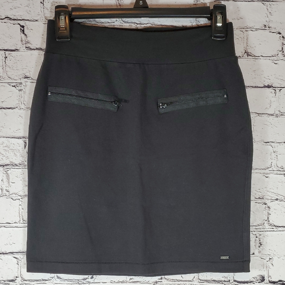 Victoria's Secret PINK Sporty Black Pencil Skirt with Zipper Details Size M EUC